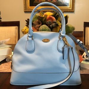 Baby Blue Coach Leather Handbag / Dust Bag